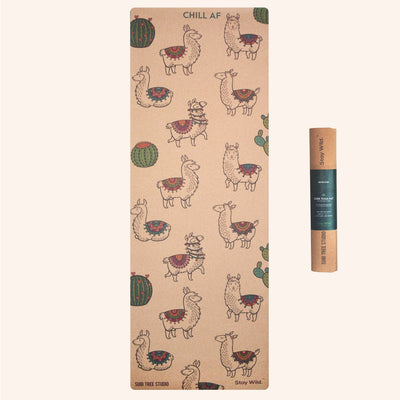 cute llama Cork Yoga Mat