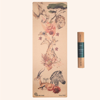 savanna animals cork yoga mat