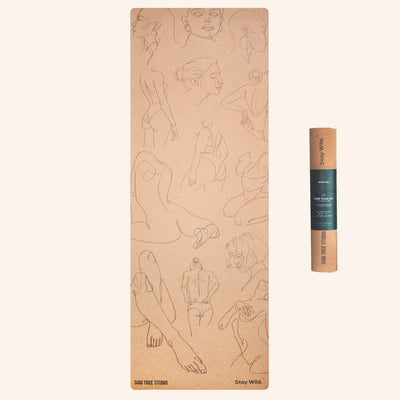 women illustration cork yoga mat