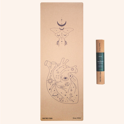 universe heart cork yoga mat