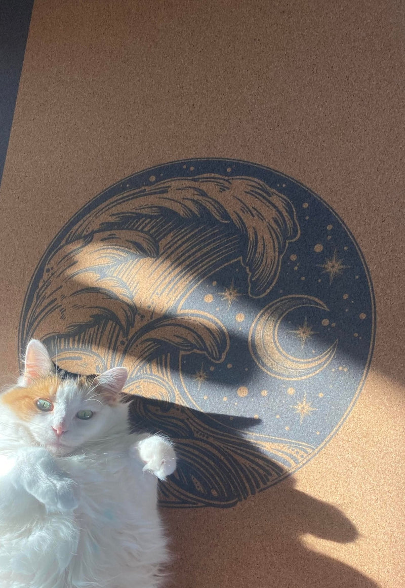 cork yoga mat vitamin sea with cat