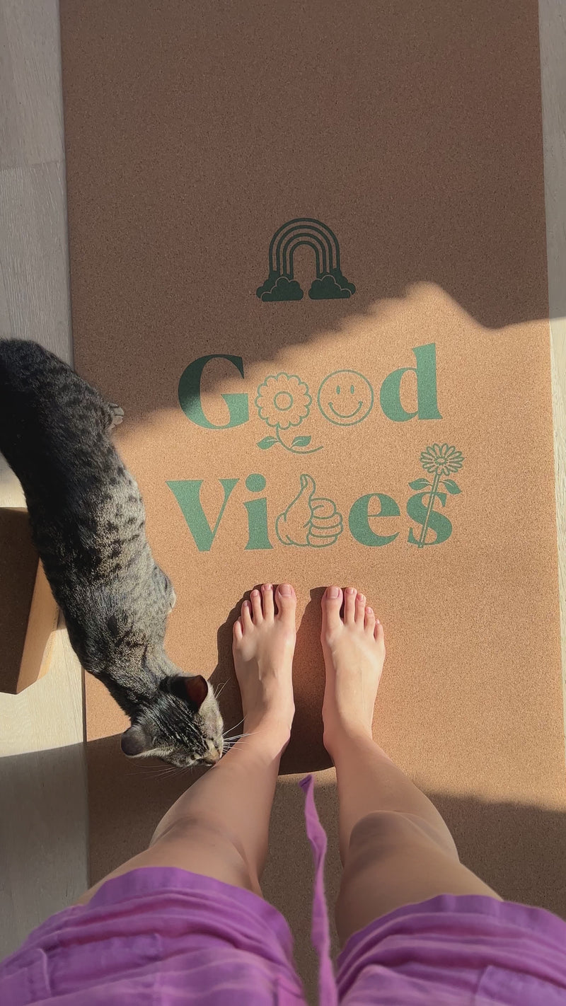 Good Vibes Cork Yoga Mat | 4.5MM