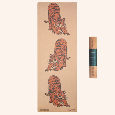 tiger cork yoga mat flat