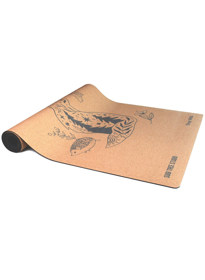 enchanted forest cork yoga mat rolled