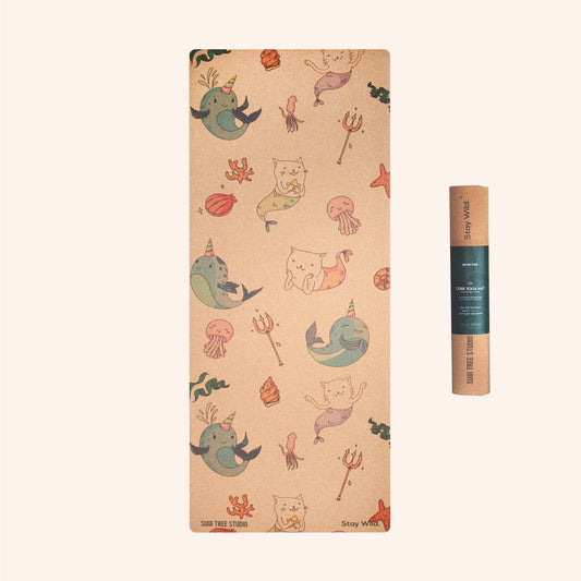 kids mermaid cork yoga mat