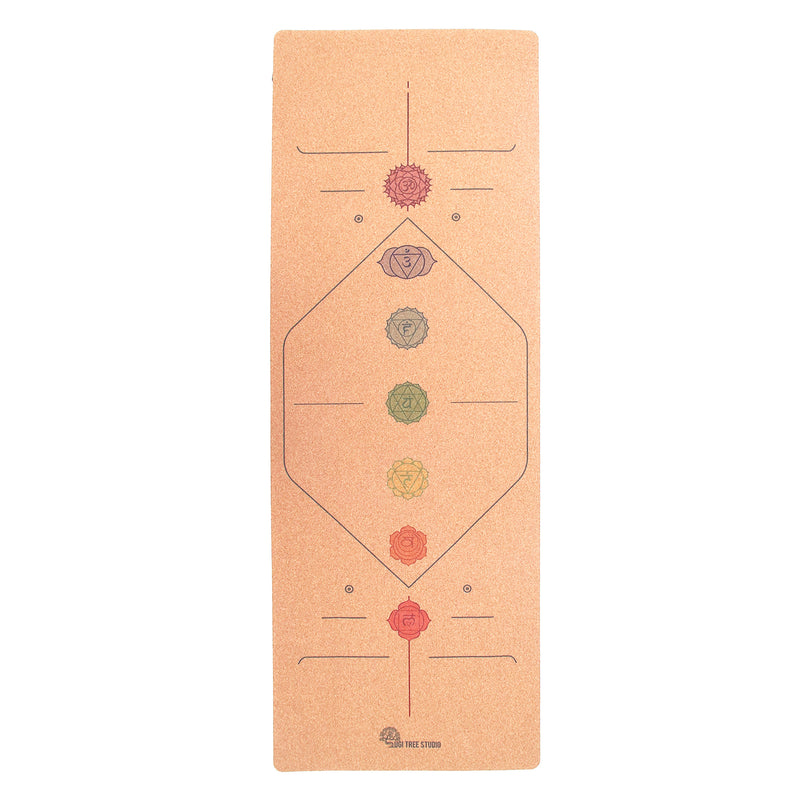 Rainbow Chakras Cork Yoga Mat | 4.5MM