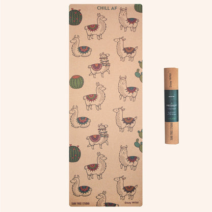 cute llama Cork Yoga Mat
