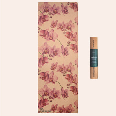 pink orchid cork yoga mat