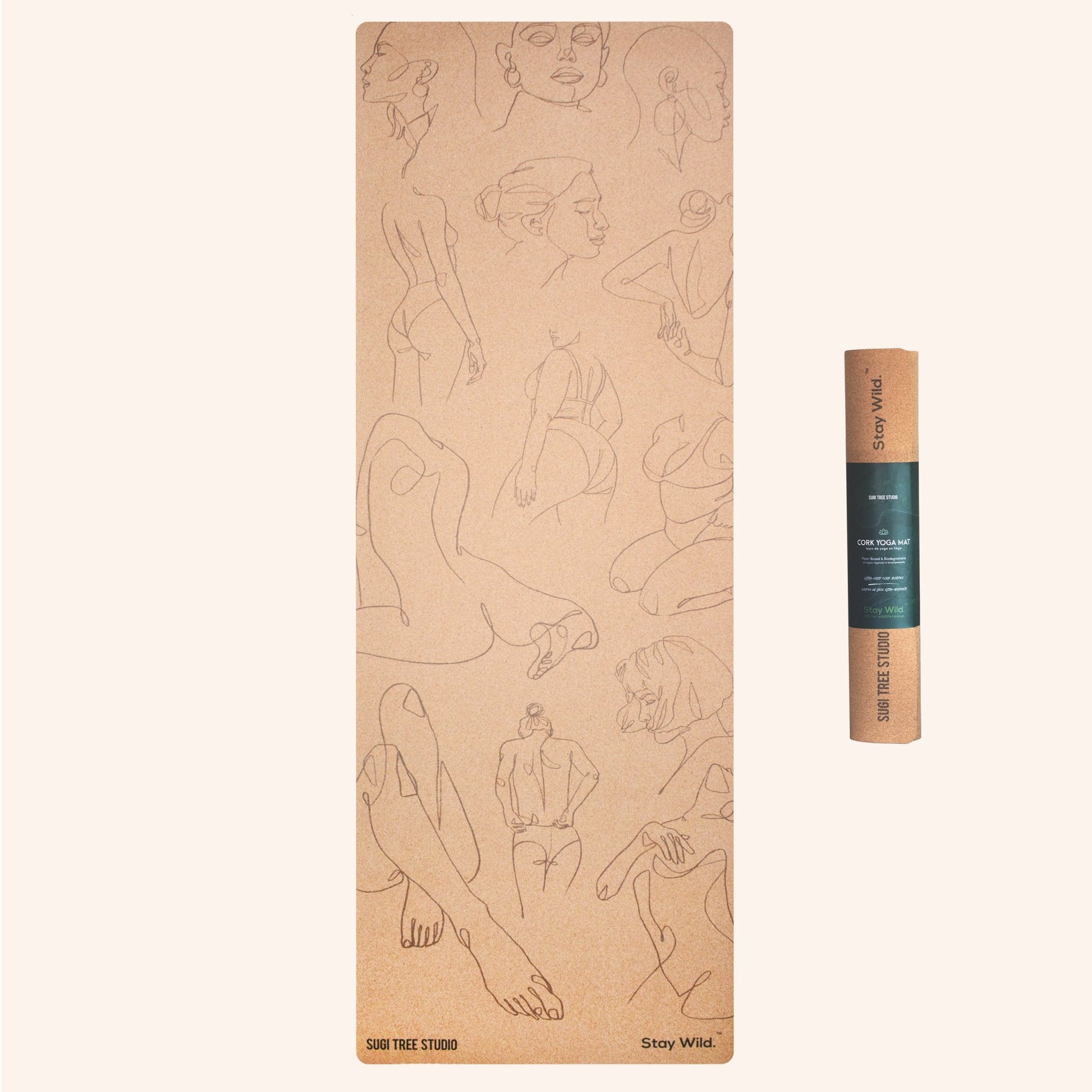 women illustration cork yoga mat