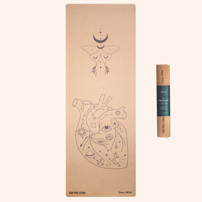 universe heart cork yoga mat