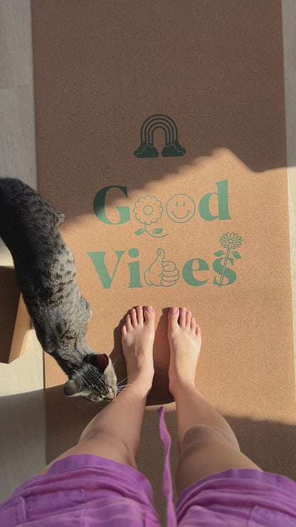 Good Vibes Cork Yoga Mat | 4.5MM